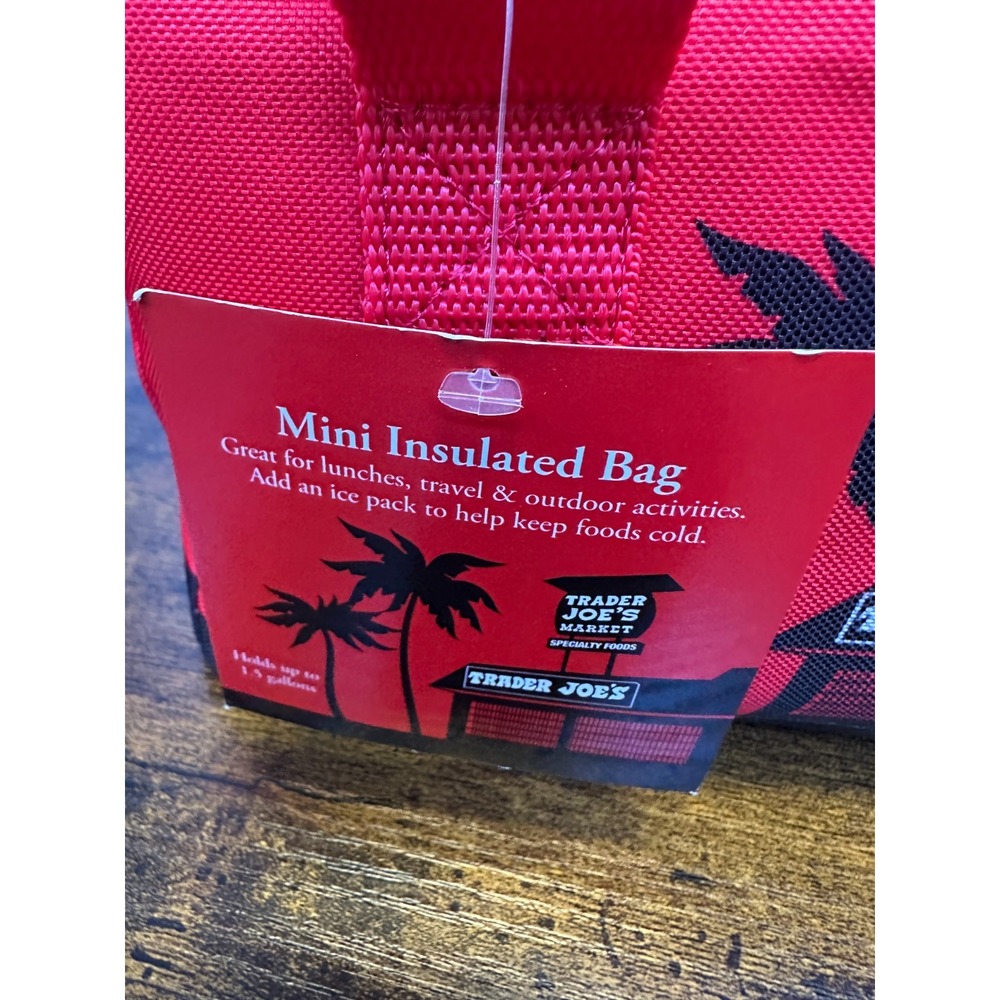 NEW! Trader Joe's Brand New Mini Insulated Tote Bag Red Black Lunchbox Lunch Bag - Picture 10 of 12